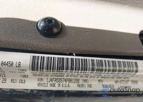 2004 Jeep Wrangler Sahara из США, поврежденный, VIN 1J4FA59S74P801296